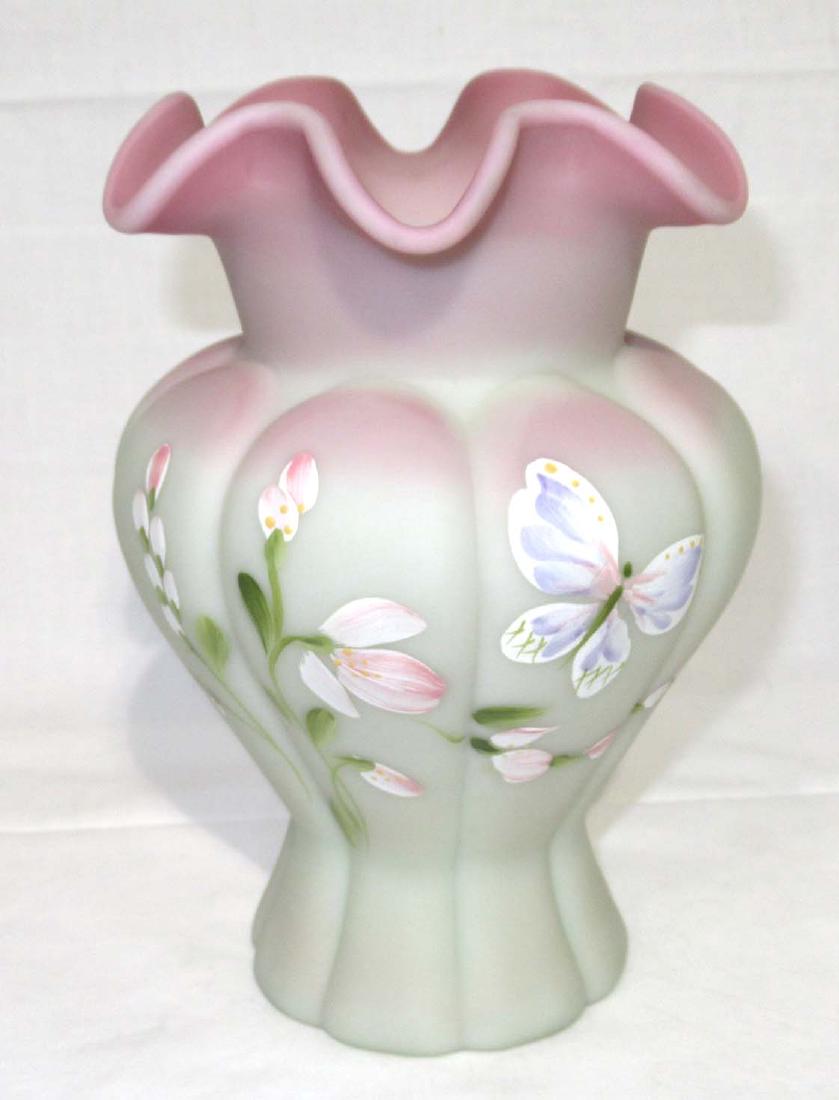 Fenton Burmese Vase: 7 1/4"