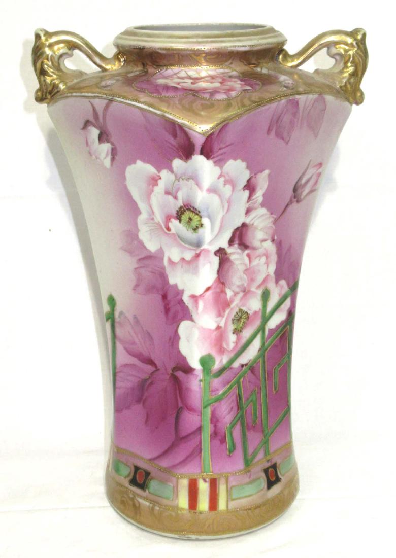 H.P. Nippon Vase: 11 3/4"T x 7 3/4"W Drilled for lamp