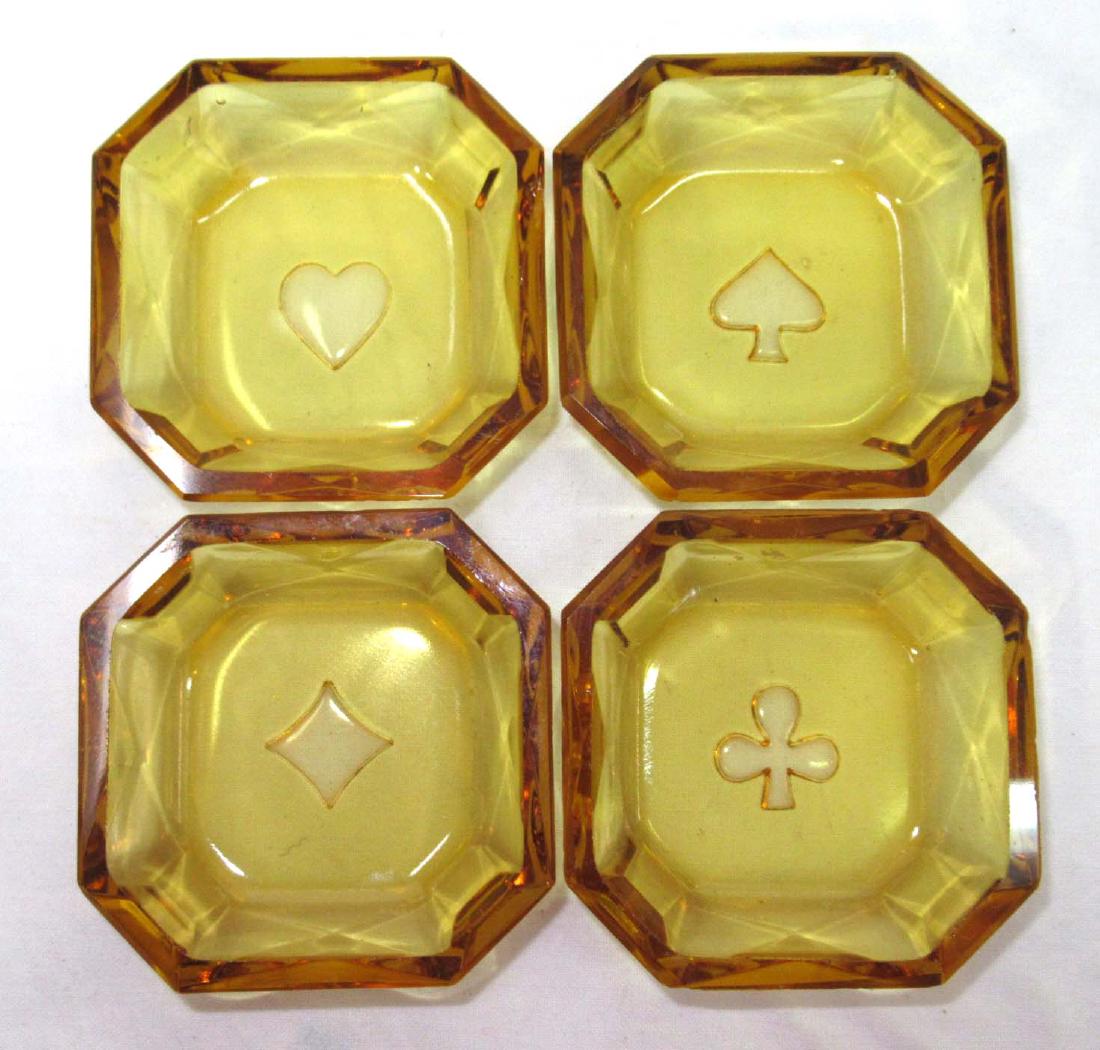 Set of 4 Intaglio Salts: Hearts, Diamonds, Spades, Clubs 2 1/8"