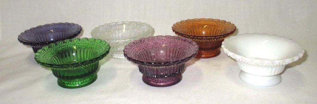 Set of 6 Salt Cellars: 2 mkd boyd glass. 3 1/8"