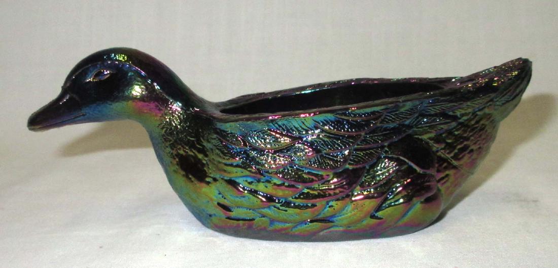 Carnival Glass Duck Master Salt Cellar: Mkd Westmoreland 2"T x 5 1/8"L