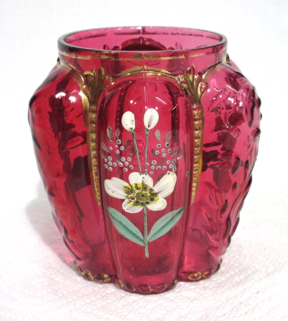 EAPG H.P. Cranberry Spooner: 4 1/4"T x 4 1/2"W