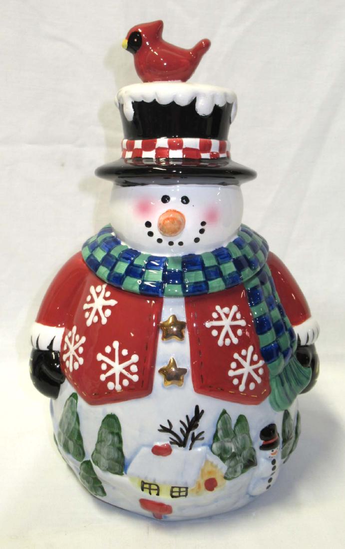 Snowman Cookie Jar: 12"T x 7"W