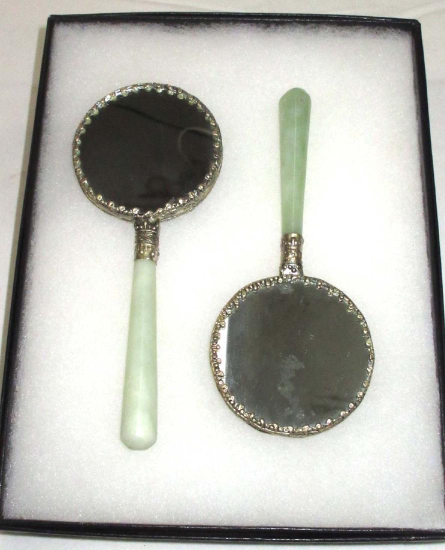 2 Modern Oriental Hand Mirrors: 5 1/2" x 2 1/4"