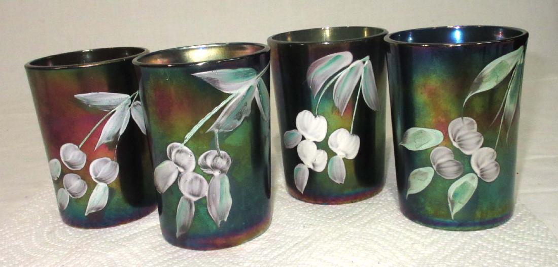 4 Vtg. Carnival Glass Tumblers: 4"T