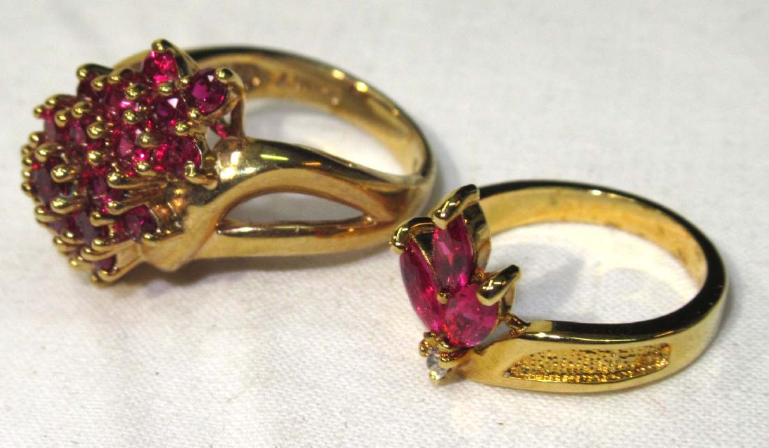 2 Sterling & Synthetic Ruby Rings: Size 6 & 7
