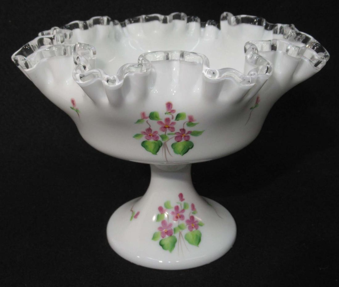 Fenton H.P. Silvercrest Compote: 6"T x 7 3/4"