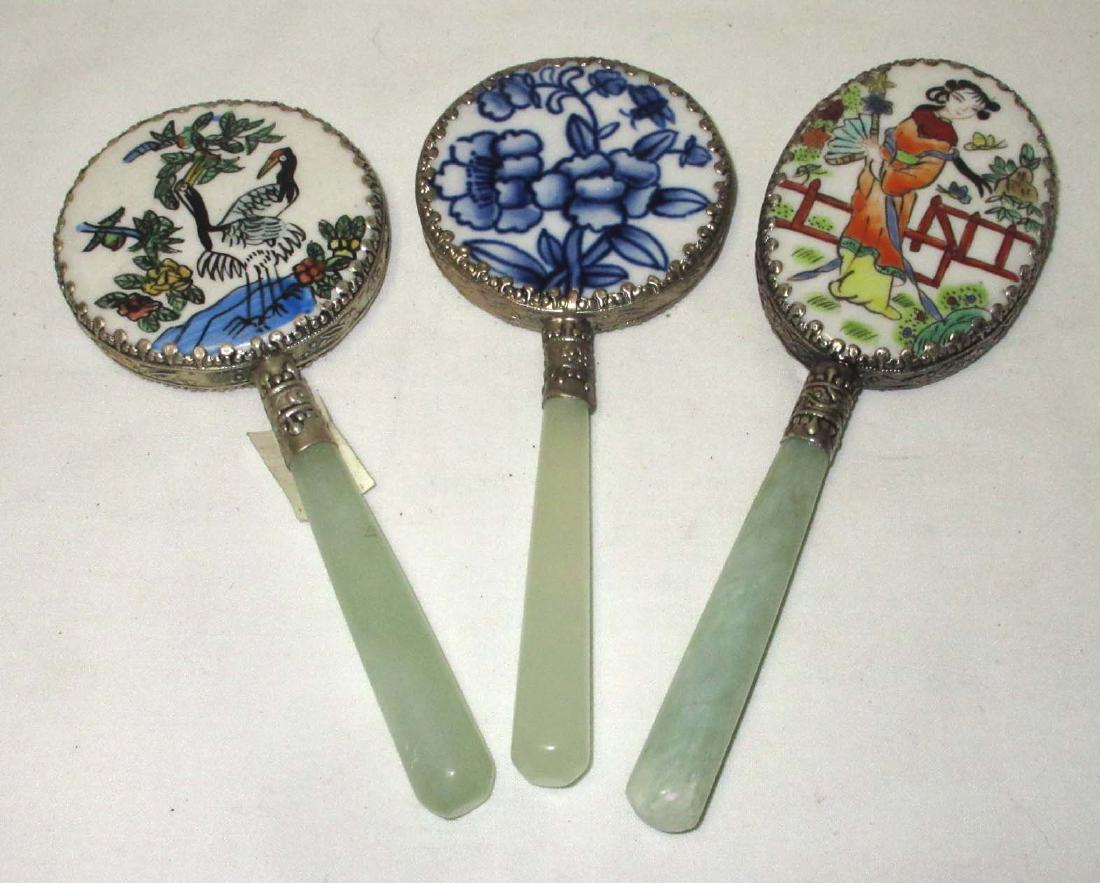 3 Oriental Hand Mirrors: 5 1/2"