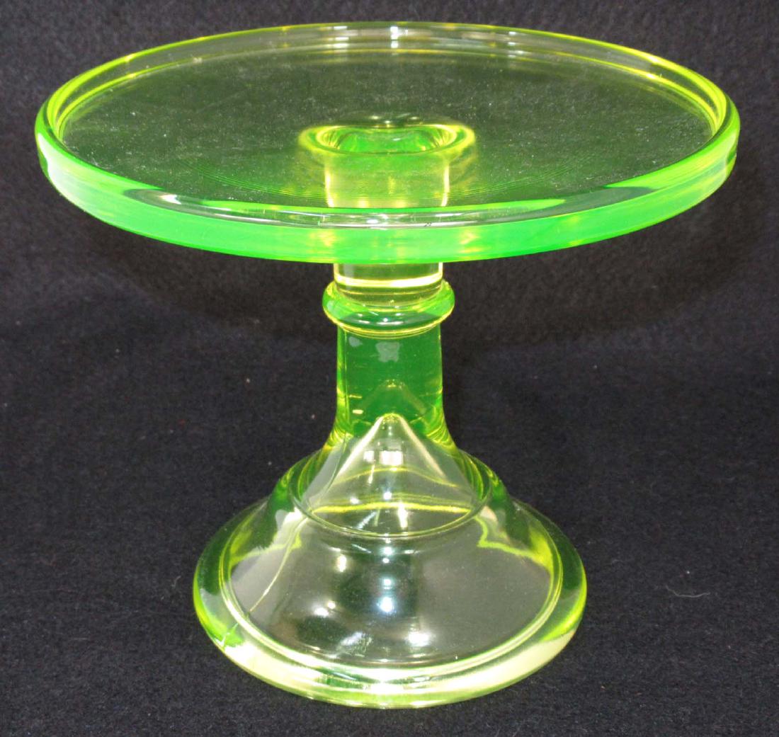 Modern Vaseline Glass Tart Stand: 5 1/2" x 6 1/2"W