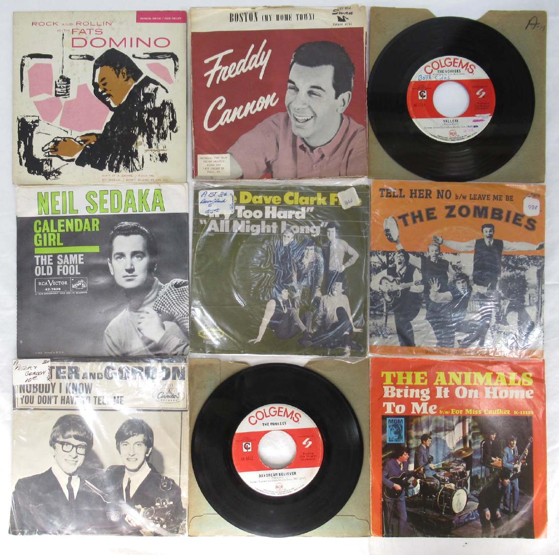 10 Early Rock'n Roll 45rpm Records: Inc. Fats Domino, Freddy Cannon, The Zombies & The Animals