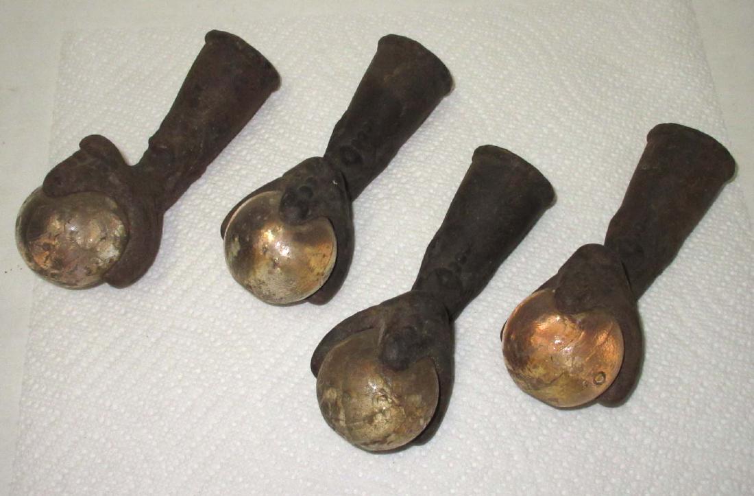 Set of 4 Iron Claw Feet w/ Glass Balls: 5"L x 2 1/2"W
