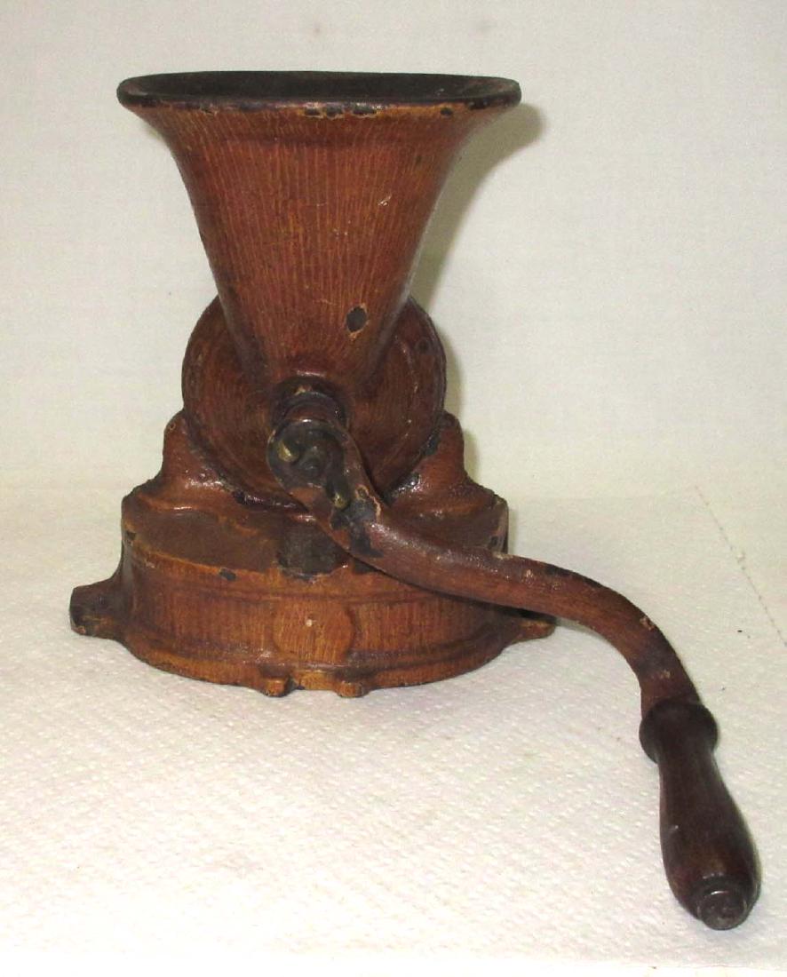 Early Coffee Mill: 7 1/2"T x 6"W w/ 6" handle