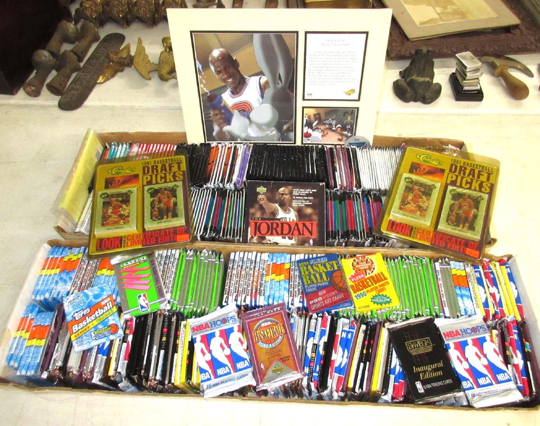 2 Lg. Boxes of Early 1990's Basketball Cards: Including Space Jam Photo w/ COA.