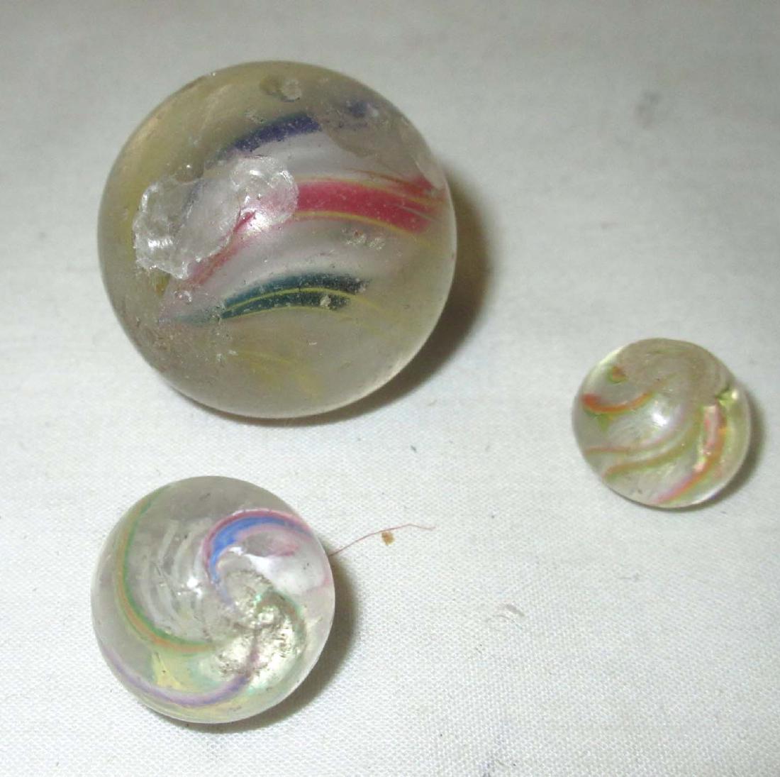 3 Hand Made Swirl Marbles: 3pc