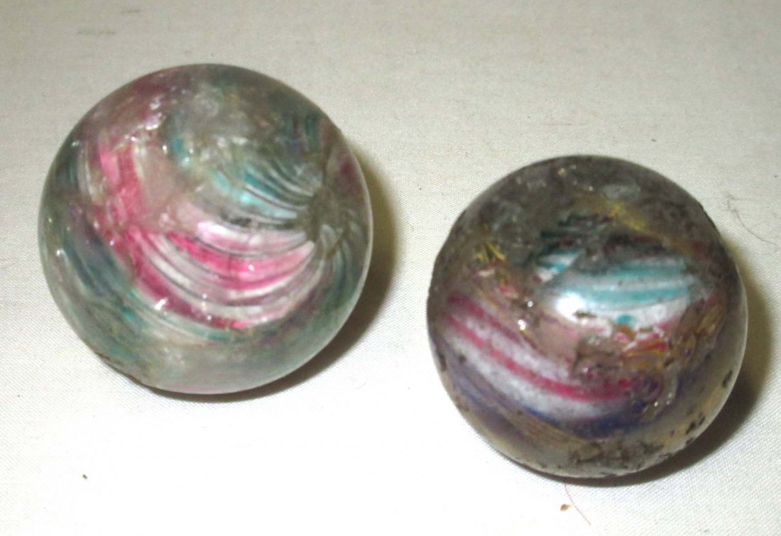 2 Lg. Hand Made Swirl Marbles: 2pc