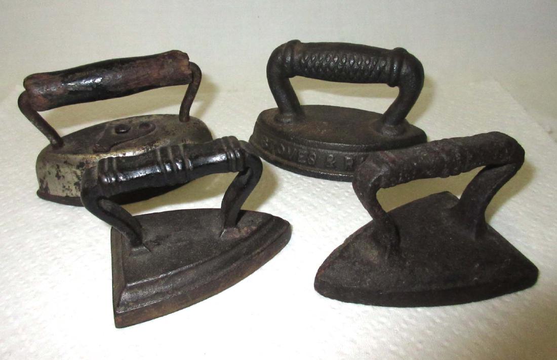4 Antique Children's Irons: 3" - 4"