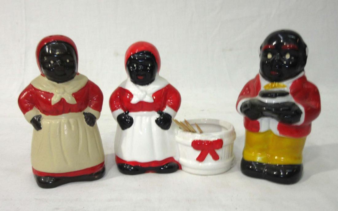 Modern Black Americana Salt, Pepper & Toothpick Holder: 4"T