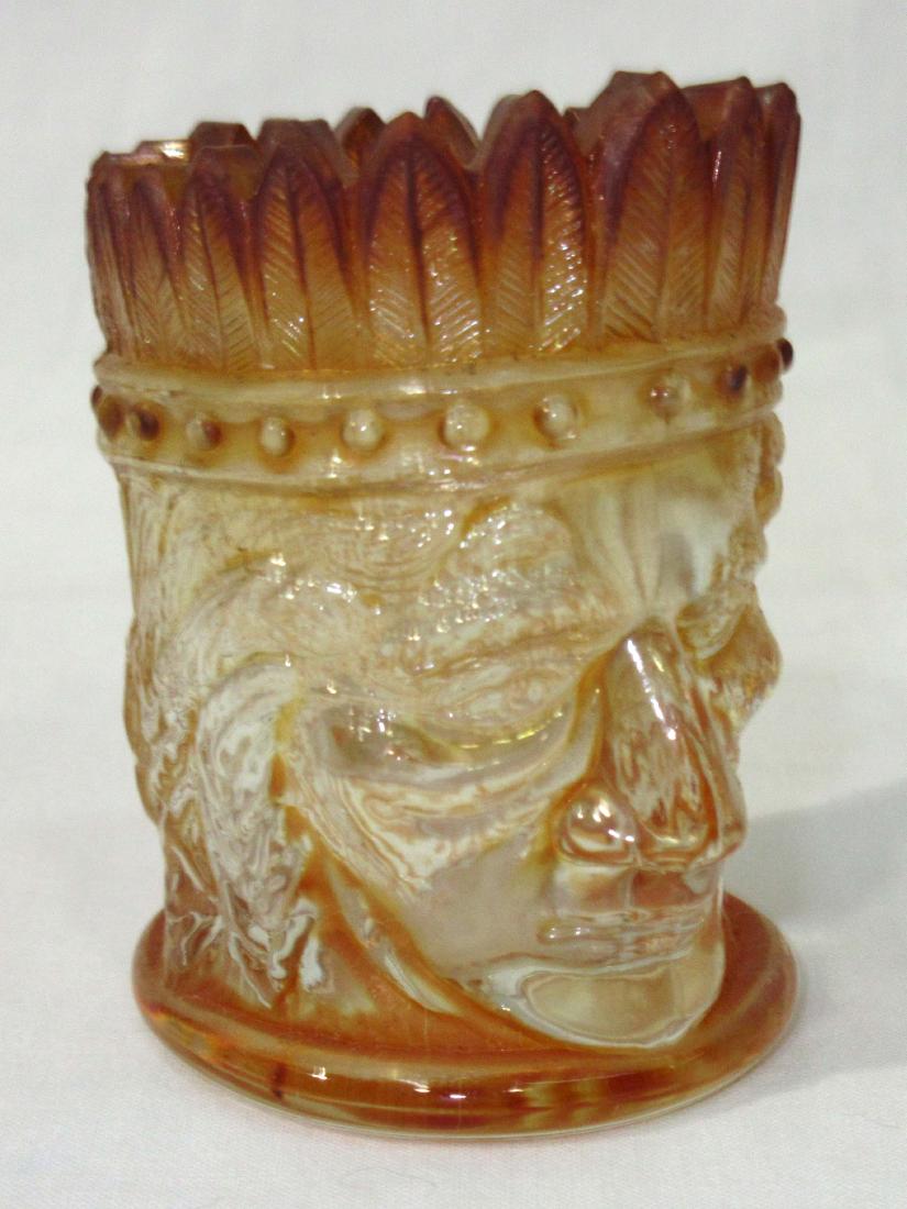 Carnival Glass Indian Toothpick Holder: 3" Tx 2"W