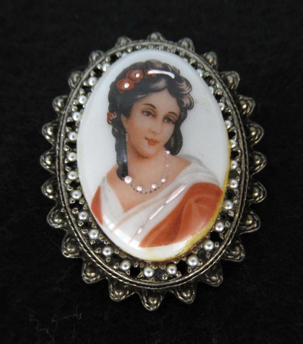 H.P Limoges Porcelain Pin: 2"T x 1 1/2"W