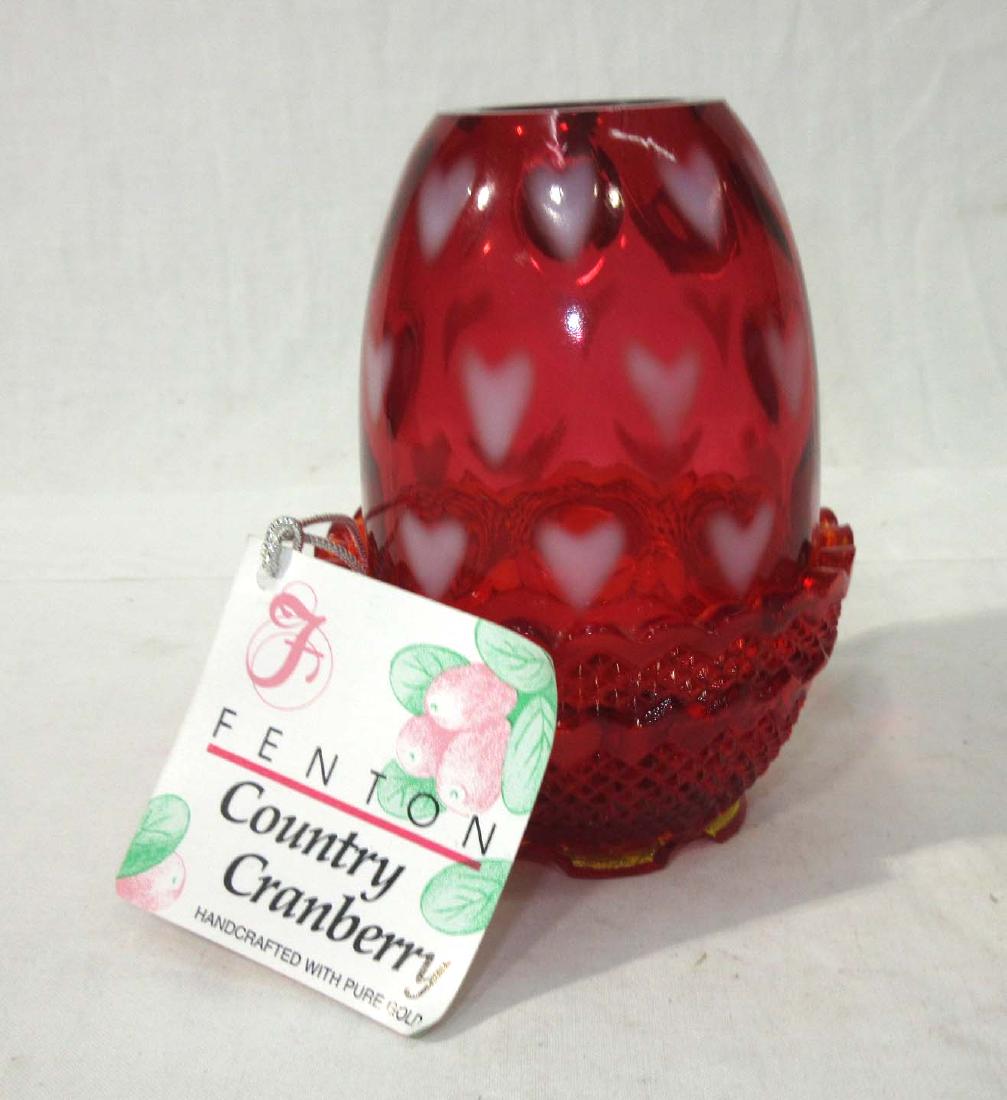 Fenton Cranberry Glass Fairy Lamp: 4 1/2" T X 3 " W