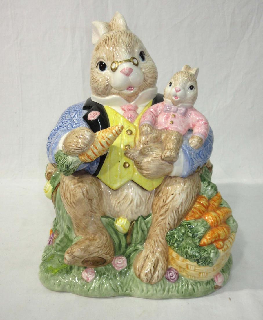 Fitz & Floyd Rabbit Cookie Jar: 12"T x 9"W