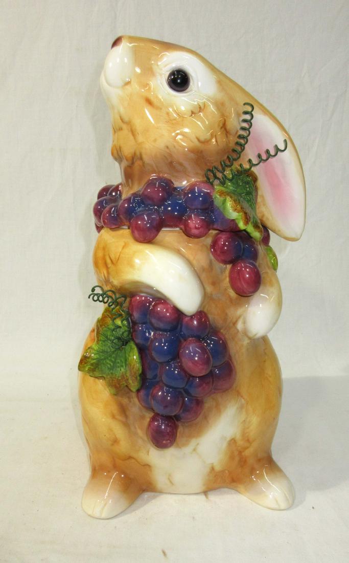 Bunny w/ Grapes Cookie Jar: 14"T x 8"W