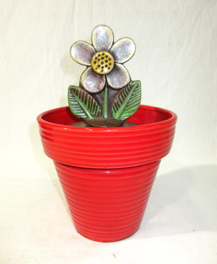 Flower Pot Cookie Jar: 11"T x 7"W
