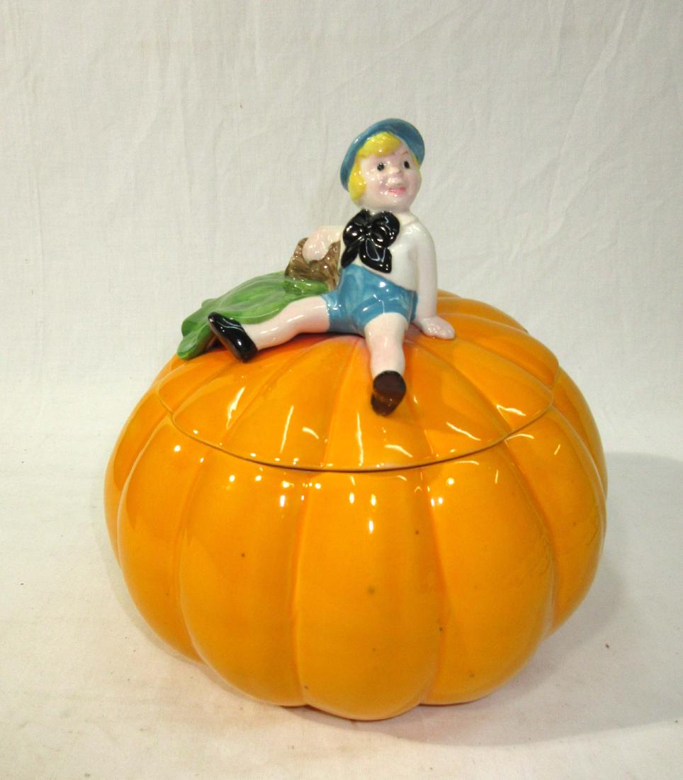 Rare Metlox Boy on Pumpkin Cookie Jar: 9"T x 10"W