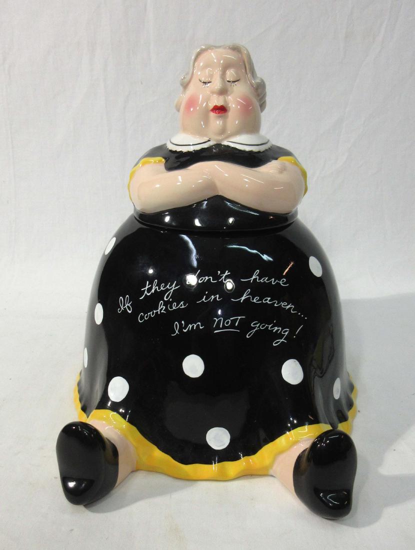 Fat Lady Cookie Jar: 10 1/2"T x 11"W