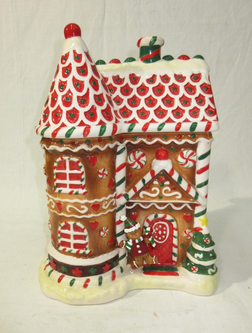 Ginger Bread House Cookie Jar: 12 1/2"T x 9" x 6"