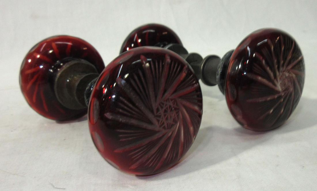 Pr of Ruby Cut to Clear Door Knobs: 5"L x 2 1/4"W