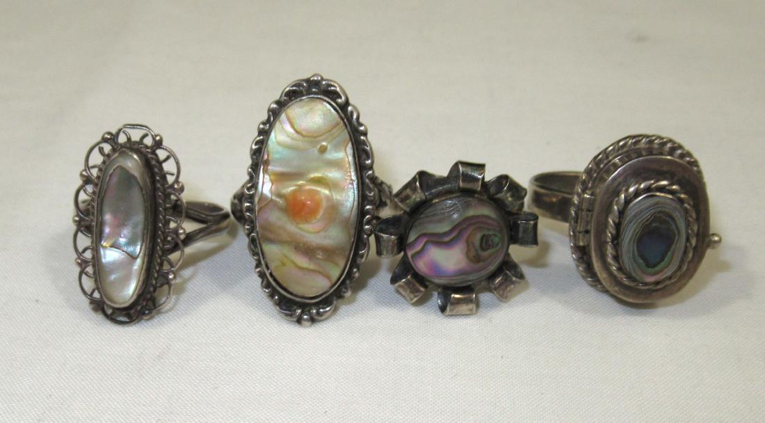 4 Sterling Abalone Rings. Inc. Poison Ring: 4pc