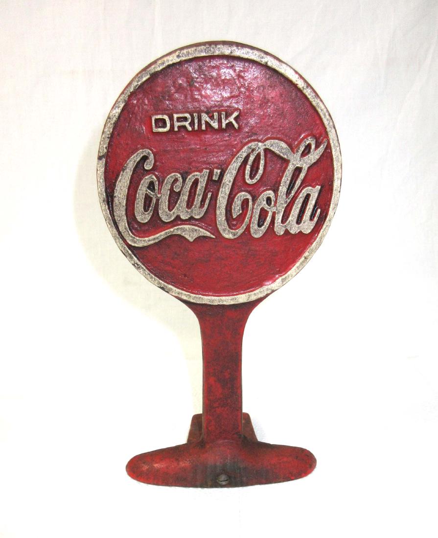 Modern Cast Iron Coca Cola Door Stop: 10"T x 5"W