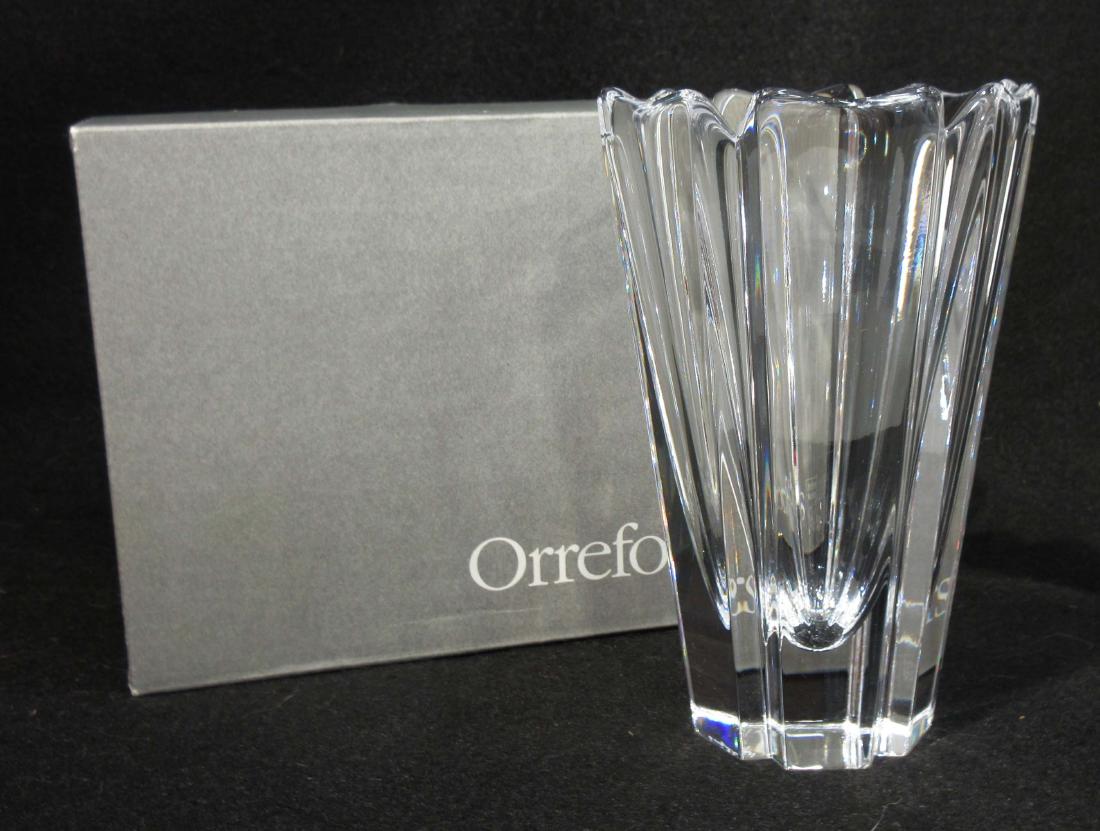 Sgnd Orrefors Crystal Vase: 6"T x 3 1/2"W