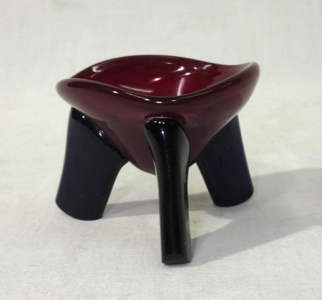 Art Glass Footed Master Salt Cellar: Ruby Cobalt 2"