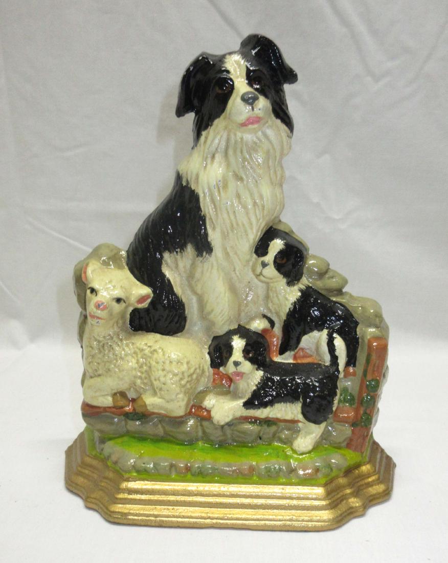Cast Iron Dog & Lamb Doorstop: 8 1/2"T x 7"W