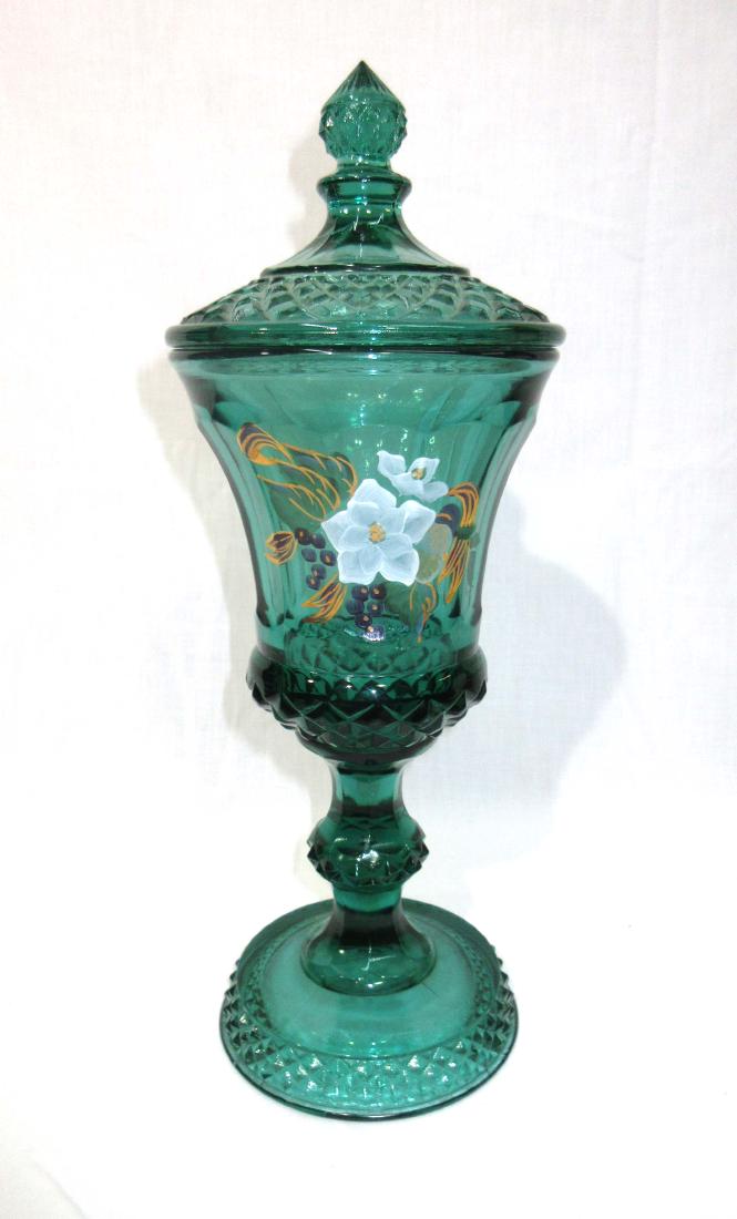 Fenton H.P. Covered Candy Compote: Mkd George Fenton 13"T x 5"W