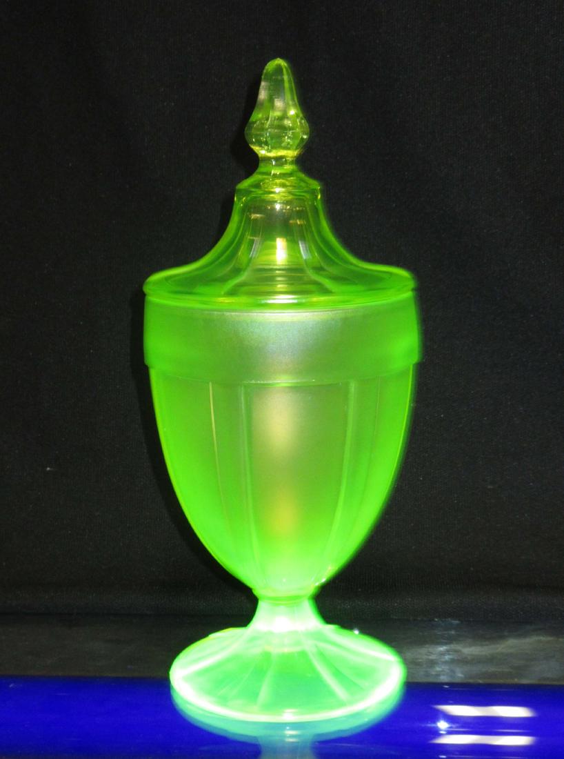 Vaseline Glass Candy Jar: 10"T x 4 1/2"W