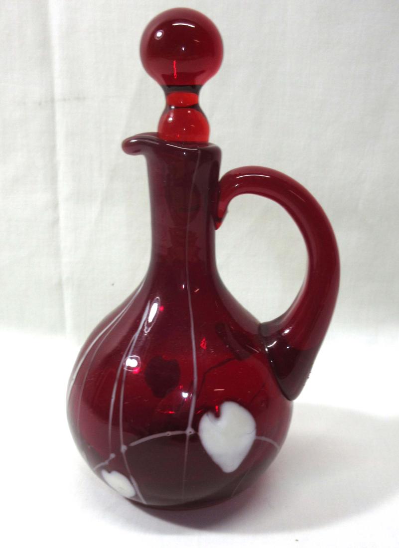 Ruby Hanging Hearts Cruet: Sngd Gibson 7"T x 4"W