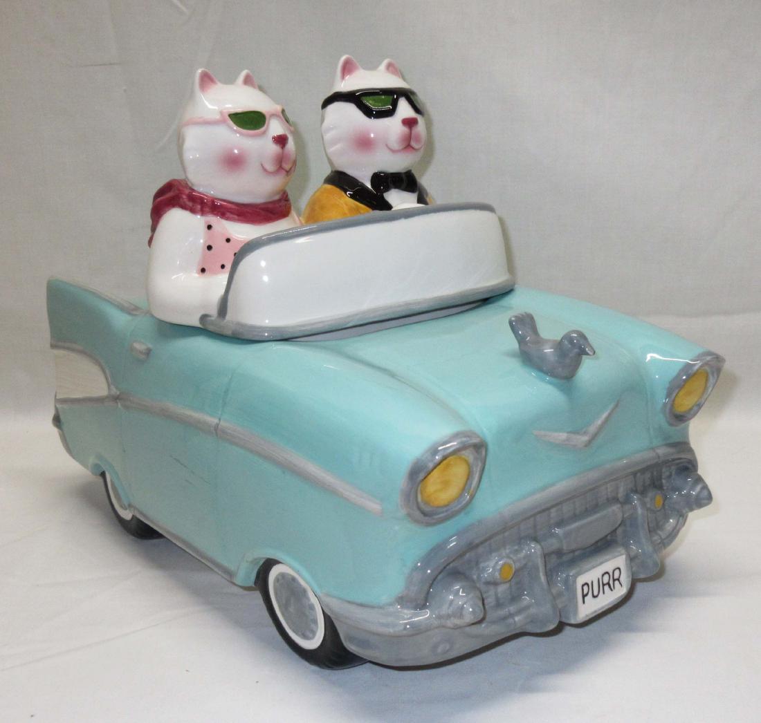 Cruisin Cats Cookie Jar: 10 1/2"T x 14"L