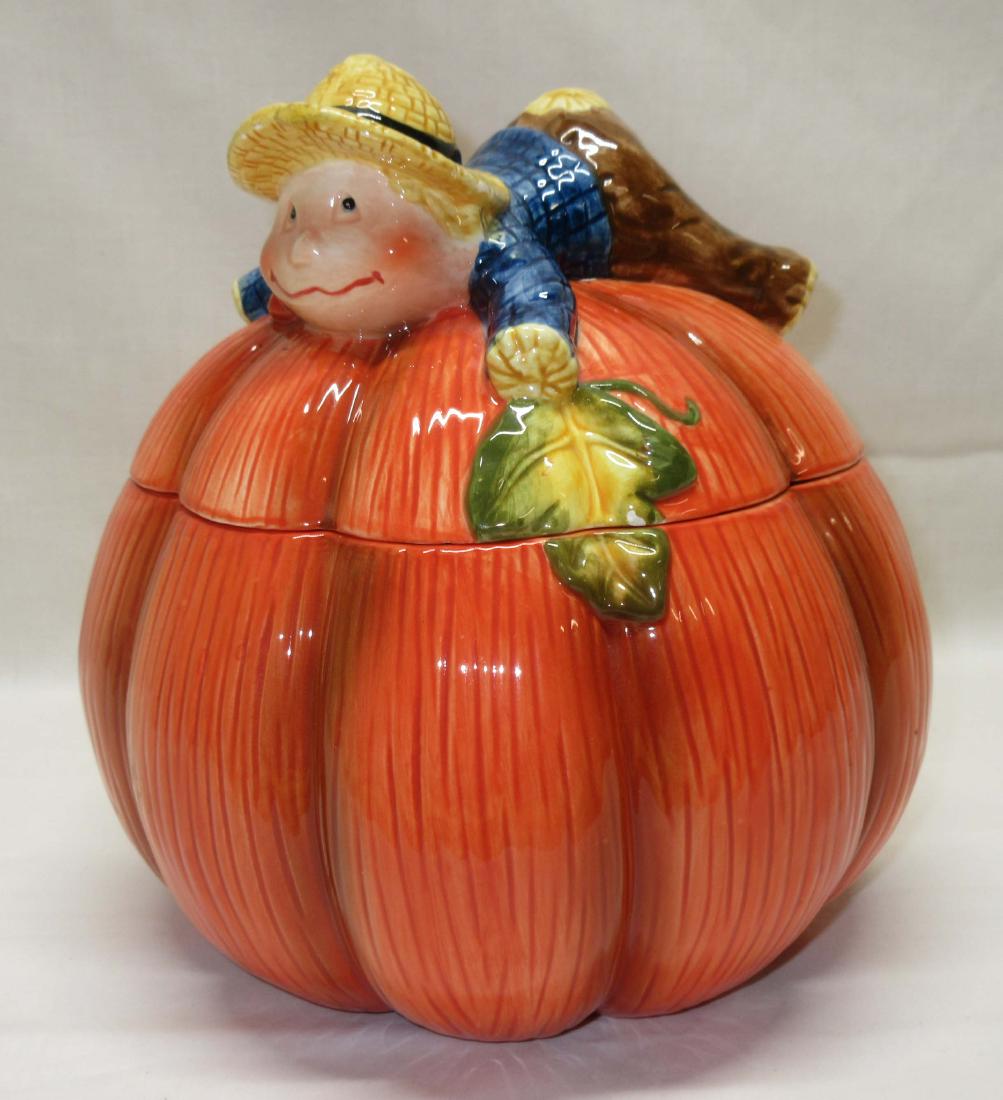 Pumpkin Boy Cookie Jar: 8 1/2"T x 8 1/2"W
