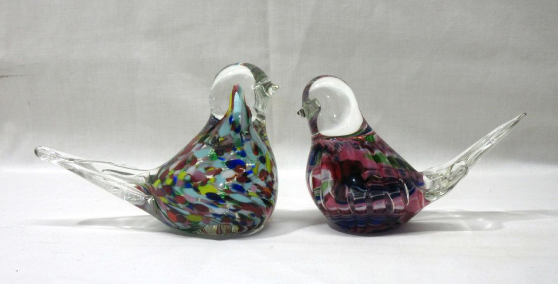 St. Clair & Gibson Bird Paperweights: 3 1/4"T x 4 1/4" & 3 1/2" x 5"