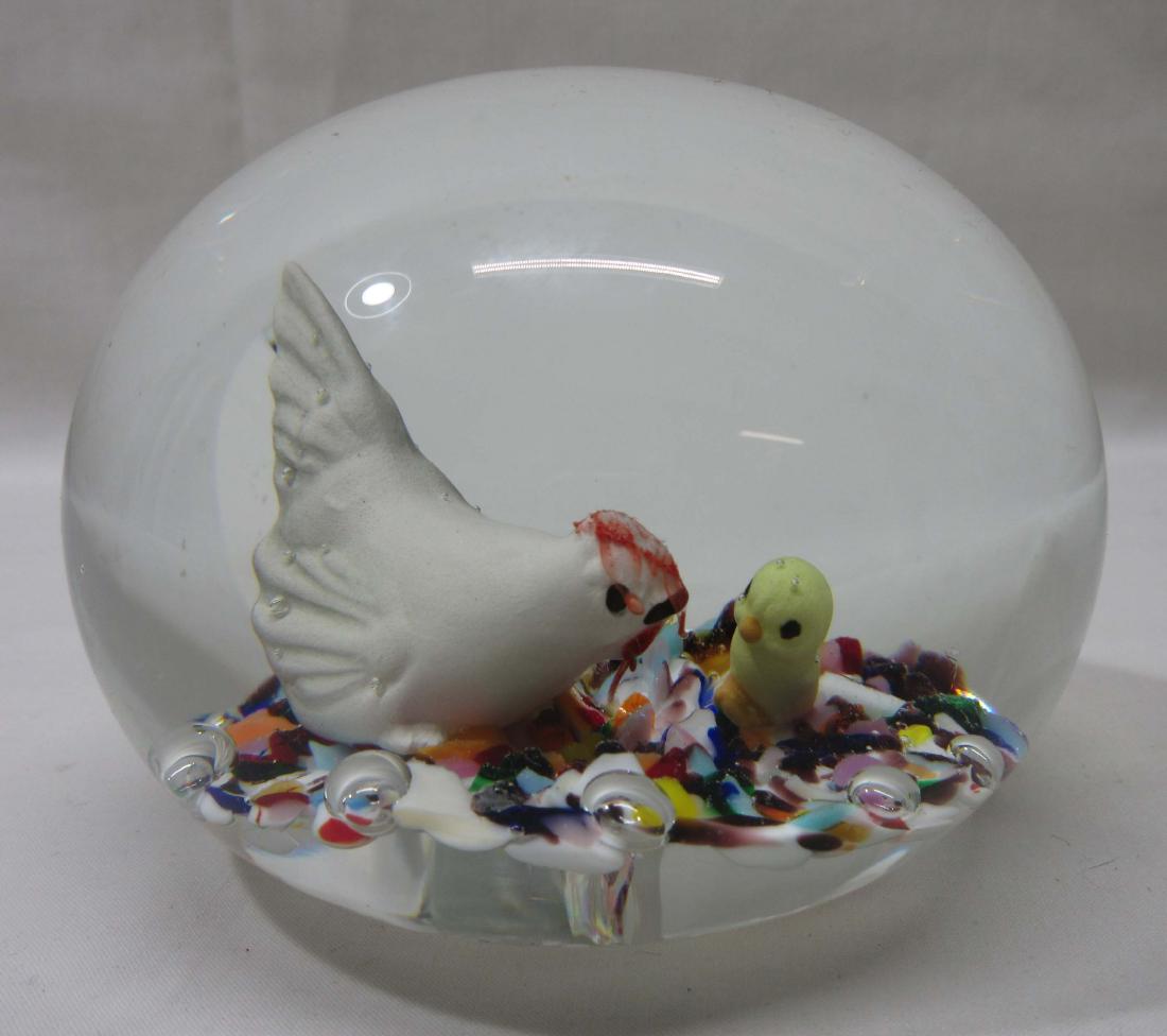 Gibson Sulfide Hen & Chick Paperweight: 4"W
