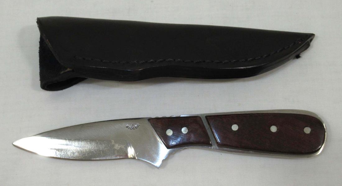 Handmade Sheath Knife by Jay Bigler: Mr. Bigler was a well known knife maker from Anna, IL. 7"