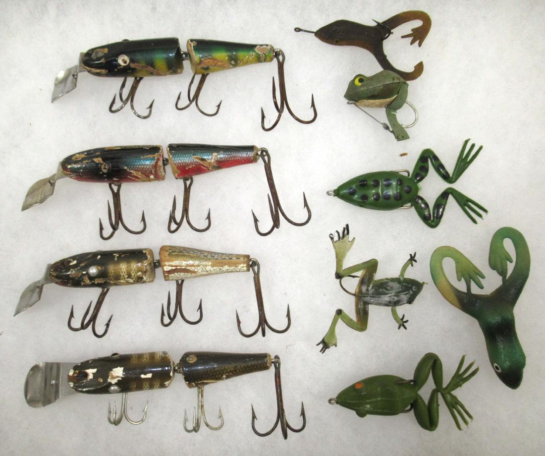Lot of Vtg. Fishing Lures Inc. 4 Wooden: 1 1/2" - 6"