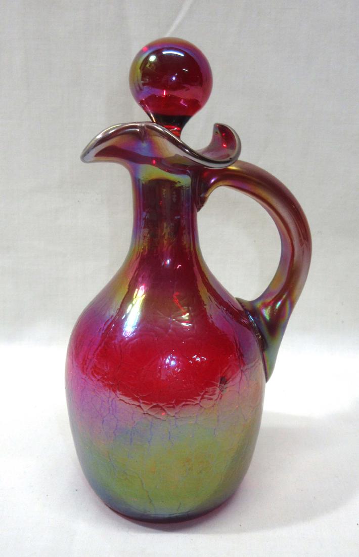 Red Luster Blown Glass Cruet: Sgnd Gibson 7 1/2"T x 4"W