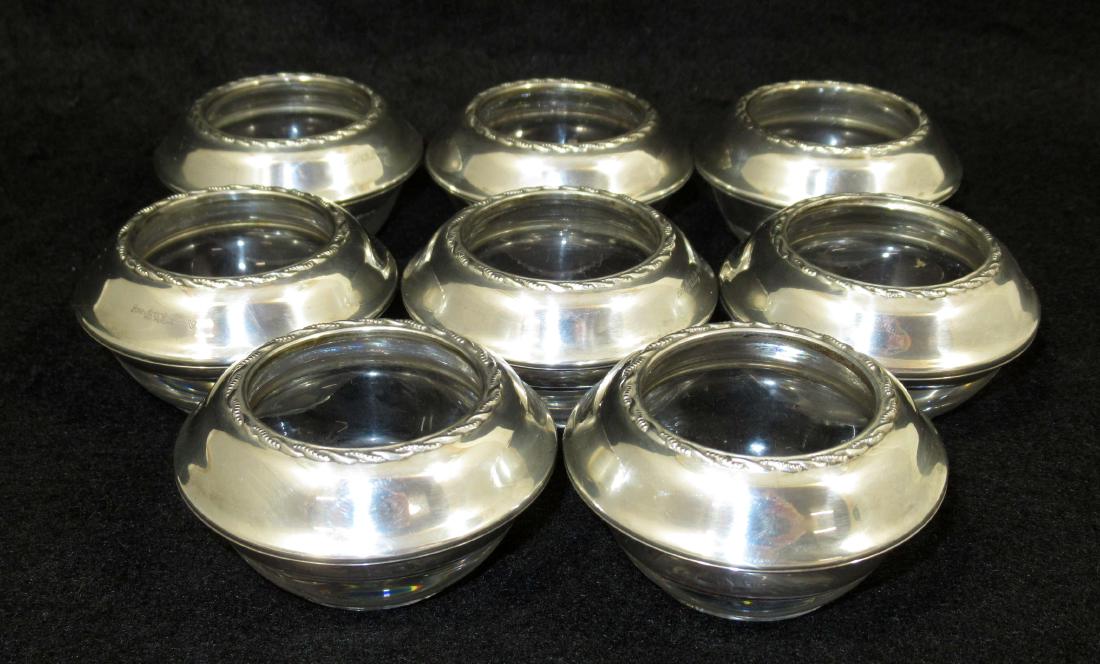 Set of 8 Sterling Rim Salts: 2 3/8" x 1 3/8"