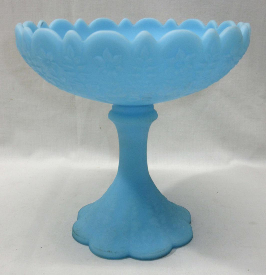 Fenton Blue Custard Compote: 7"T x 7"W