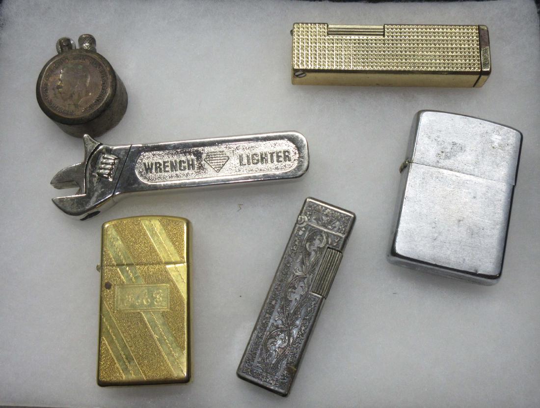 Lot of 6 Cigarette Lighters Inc. Zippo: 1" - 3 1/2"