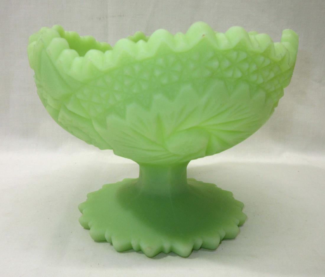 Fenton Green Custard Compote: 5"T x 6 1/2"W